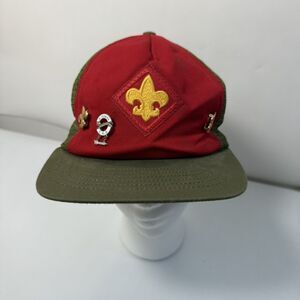 Vintage Boy Scouts Of America Snap Back Cap Pins OS USA 80’s Fleur-de-Lis Logo